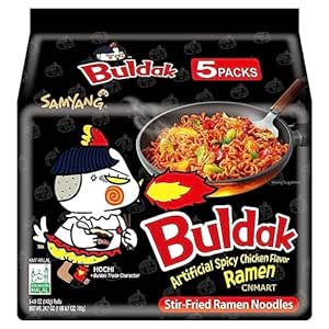 Buldak Hot Spicy Chicken Ramen Noodle Stir-Fried Pack of 5